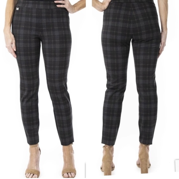Zac & Rachel Pants - Zac & Rachel Woman’s  Gray Black Plaid Compression Pants Size L